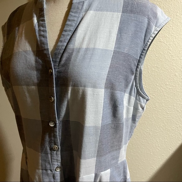 PENDLETON Women Size 14 Plaid Cotton Fit Flare 1/3 Button Dress Sleeveless - Picture 10 of 13